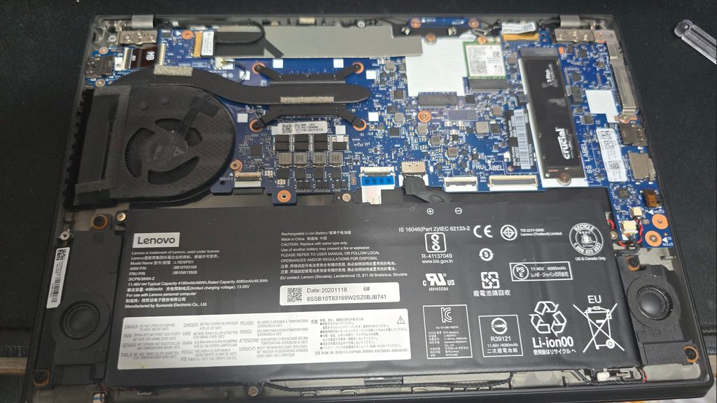 X13 with the bottom cover removed