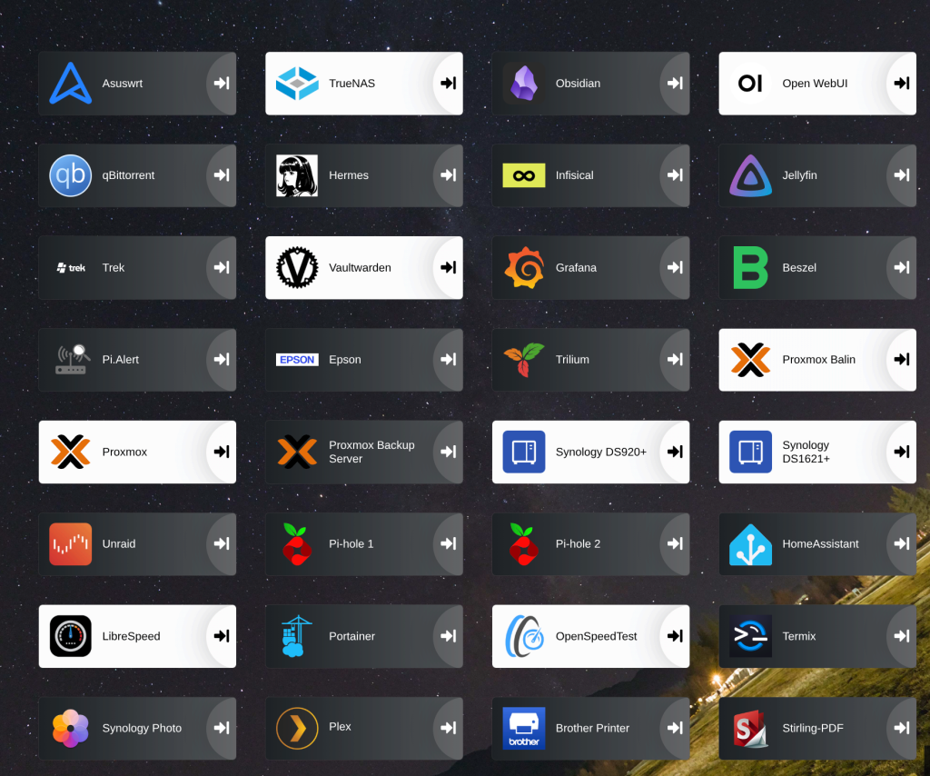 My Heimdall Dashboard of links to my self-hosted services.